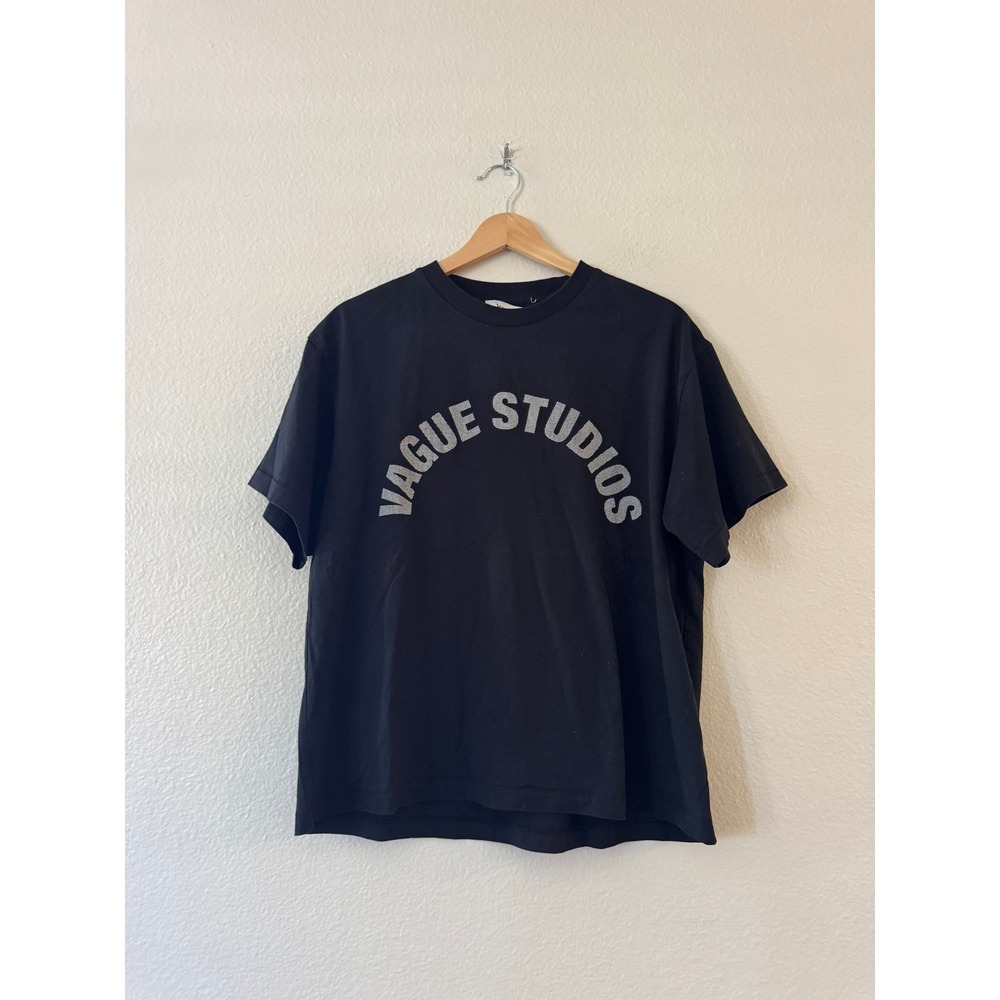 Vague Studios Graphic T-Shirt Arched Logo Short Sleeve M Black Exc